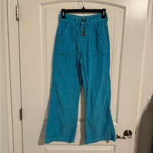 Rachel Antonoff Blue Corduroy Button Up Pants Size 0 NWT